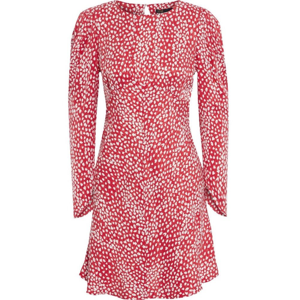 MAJE Romie Animal Print Mini A-line Dress In Red Size 36